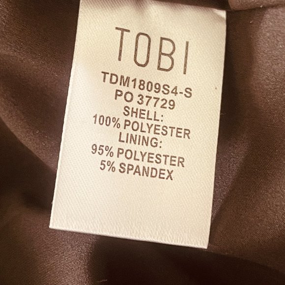 Tobi Feelin Floral Side Slit Midi Dress sz SP Black Square Neck Short Sleeve Tie - Picture 5 of 9